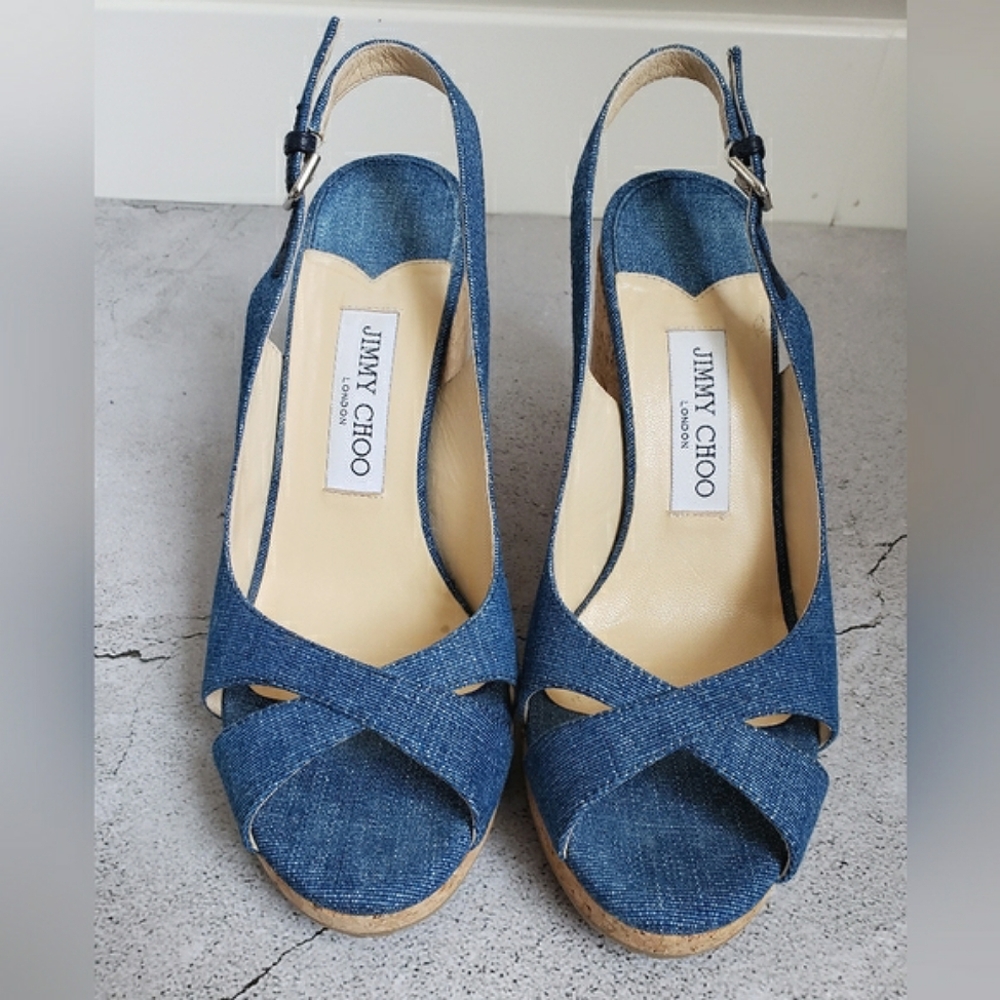 Jimmy Choo Denim Amery 105 Sz 38 - Picture 6 of 12